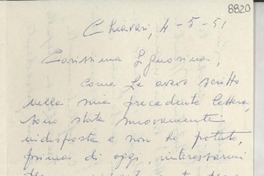 [Carta] 1951 magg. 4, Chiavari, [Italia] [a] Gabriela Mistral