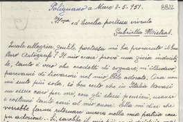 [Carta] 1951 magg. 8, Palermo, [Italia] [a] Gabriela Mistral