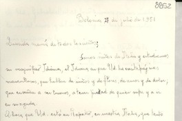 [Carta] 1951 jul. 27, Bolonia, [Italia] [a] Gabriela Mistral