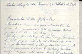 [Carta] 1951 ott. 20, Santa Margherita Ligure, [Italia] [a] Gabriela [Mistral]