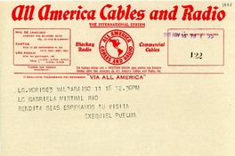 [Telegrama] 1945 nov. 16, Valparaíso [a] Gabriela Mistral