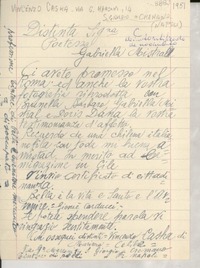 [Carta] [1951], Nápoles, [Italia] [a] Gabriella [i.e. Gabriela] Mistral, [Italia]