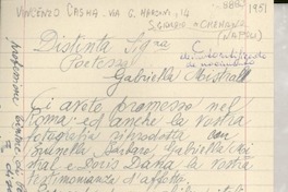 [Carta] [1951], Nápoles, [Italia] [a] Gabriella [i.e. Gabriela] Mistral, [Italia]