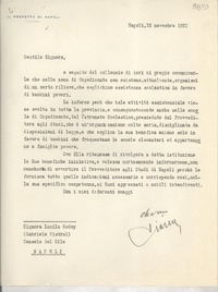 [Carta] 1951 nov. 15, Napoli, [Italia] [a] Gabriela [i.e. Gabriela] Mistral, Napoli, [Italia]