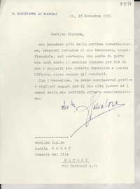 [Carta] 1951 nov. 17, Napoli, [Italia] [a] Lucila Godoy, Napoli, [Italia]