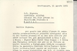 [Carta] 1951 ag. 21, Grottammare, [Italia] [a] Gabriela Mistral, Napoli