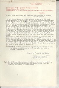 [Carta] 1951 sept. 19, Trento, [Italia] [a] Gabriela Mistral, Neapoles, [Italia]