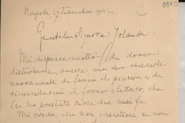 [Carta] 1951 sett. 27, Napoli, [Italia] [a] Signora Yolanda