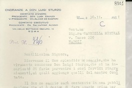 [Carta] 1951 nov. 30, Roma, [Italia] [a] Gabriella Mistral, Napoli