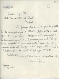 [Carta] 1951 dic. 6, Palermo, Italia [a] Gabriela Mistral, Napoli