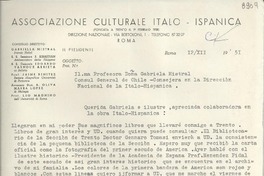 [Carta] 1951 dic. 12, Roma, [Italia] [a] Gabriela Mistral