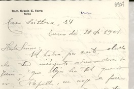 [Carta] 1951 dic. 28, Turín, [Italia] [a] Gabriela Mistral
