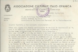[Carta] 1952 abr. 12, Trento, [Italia] [a] Gabriela Mistral