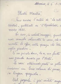 [Carta] 1952 genn. 6, Messina, [Italia] [a] Gabriela Mistral