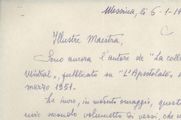 [Carta] 1952 genn. 6, Messina, [Italia] [a] Gabriela Mistral