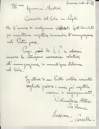 [Carta] 1952 abr. 14, Lessona, [Italia] [a] [Gabriela] Mistral, Napoli, [Italia]