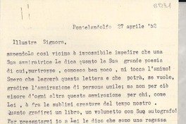 [Carta] 1952 apr. 27, Pontelandolfo, [Italia] [a] [Gabriela Mistral]