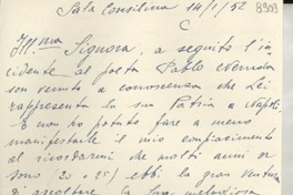 [Carta] 1952 genn. 14, [Italia] [a] Gabriela Mistral