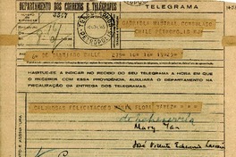 [Telegrama] 1945 nov. 17, Santiago [a] Gabriela Mistral, Petrópolis