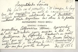 [Tarjeta] 1952 abr. 30, Roma, [Italia] [a] [Gabriela Mistral]