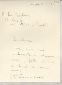 [Carta] 1952 mayo 13, Napoli, [Italia] [a] [Gabriela Mistral], Napoli, [Italia]