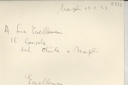 [Carta] 1952 mayo 13, Napoli, [Italia] [a] [Gabriela Mistral], Napoli, [Italia]