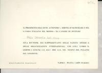 [Tarjeta] 1952 giugno 8, Napoli, [Italia] [al] Sig. Console del Cile