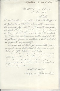 [Carta] 1952 apr. 2, Apollosa, [Italia] [a] Gabriela Mistral, Napoli