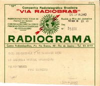 [Telegrama] 1945 nov. 18, Osorno [a] Gabriela Mistral, Río de Janeiro