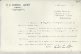 [Carta] 1952 luglio 16, Napoli, [Italia] [a] Gabriela Mistral, Napoli
