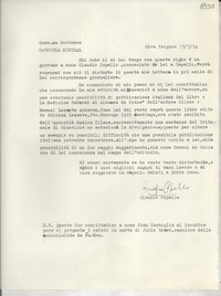 [Carta] 1952 luglio 17, Riva Trigoso, [Italia] [a] Gabriela Mistral