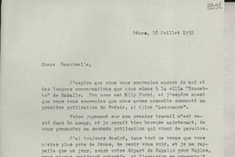 [Carta] 1952 juil. 18, Genova, [Italia] [a] Gabriela Mistral