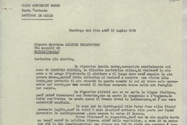 [Carta] 1952 luglio 23, Santiago del Cile [a] Almeide Berlingieri, Napoli, Italia