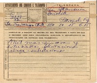 [Telegrama] 1945 nov. 15, Santiago [a] Gabriela Mistral, Petrópolis