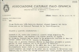 [Carta] 1952 jul. 26, Trento, [Italia] [a] Gabriela Mistral