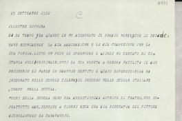 [Carta] 1952 sett. 25, [Italia?] [a] [Gabriela Mistral]