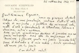 [Tarjeta] 1952 sett. 26, [Milano], [Italia] [a] [Gabriela Mistral]