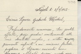 [Carta] 1952 ott. 2, Napoli, [Italia] [a] Gabriela Mistral