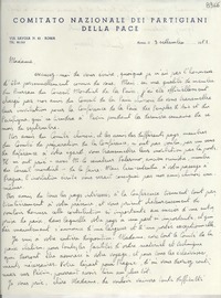 [Carta] 1952 sett. 3, Roma, [Italia] [a] Gabriela Mistral