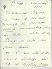 [Carta] 1952 nov. 6, Bologna, [Italia] [a] [Gabriela Mistral]