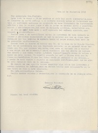 [Carta] 1952 dic. 10, Roma, [Italia] [a la] Sra. [Gabriela] Mistral