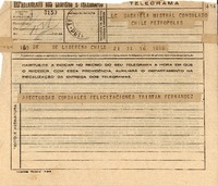 [Telegrama] 1945 nov. 16, La Serena, [Chile] [a] Gabriela Mistral, Petrópolis