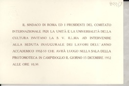 [Tarjeta] 1952 [dic?], [Roma?], [Italia?] [a] [Gabriela Mistral]