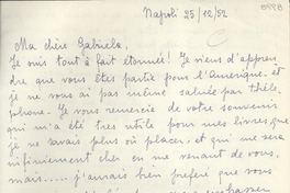 [Carta] [1952] dic. 25, Napoli, [Italia] [a] Gabriela [Mistral]