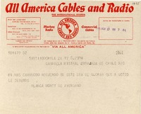 [Telegrama] 1945 nov. 17, Santiago [a] Gabriela Mistral, Río de Janeiro