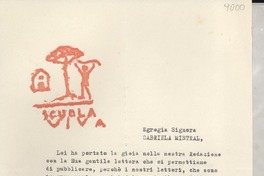 [Carta] [1952?], [Italia] [a] Gabriela Mistral