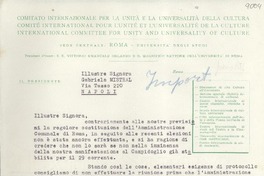 [Carta] 1952 giugno, Roma, [Italia] [a] Gabriela Mistral, Napoli, [Italia]