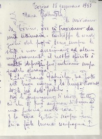 [Carta] 1953 ene. 18, Turín, [Italia] [a] [Gabriela Mistral]