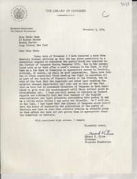 [Carta] 1954 Nov. 3, Washington D. C., [Estados Unidos] [a] Doris Dana, Long Island, Roslyn Harbor, New York