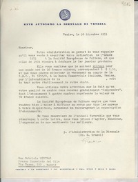 [Carta] 1953 déc. 30, Venise, [Italia] [a] Gabriela Mistral, Napoli, [Italia]
